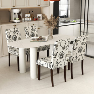Button Tufted Fabric Upholstered Wooden Dining Chair Set of 2 with High Curved Back-Beige