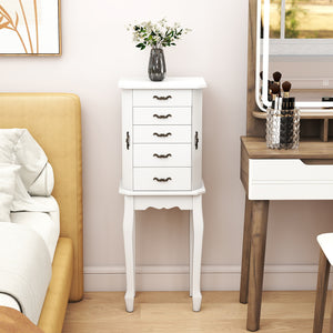 Standing Jewelry Box with 4 Drawers and 2 Side Doors-White