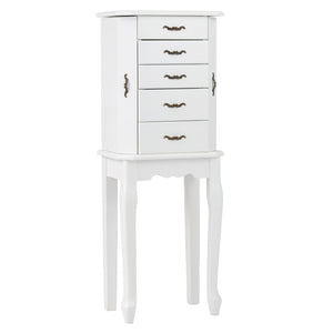 Standing Jewelry Box with 4 Drawers and 2 Side Doors-White