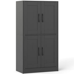 Bathroom Cabinet 43.5 inch Storage Cabinet with Doors and Adjustable Shelves-Black