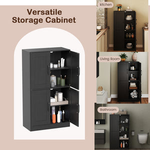 Bathroom Cabinet 43.5 inch Storage Cabinet with Doors and Adjustable Shelves-Black