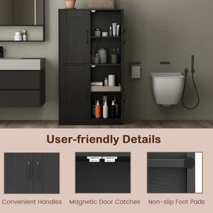 Bathroom Cabinet 43.5 inch Storage Cabinet with Doors and Adjustable Shelves-Black