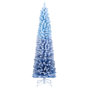 6/7 Feet Snow-flocked Artificial Christmas Tree with 220/290 Warm White LED Lights-6 Feet