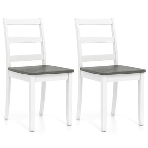 Set of 2 Wood Dining Chairs with Solid Rubber Wood Legs-Gray