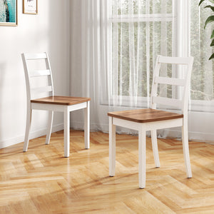 Set of 2 Wood Dining Chairs with Solid Rubber Wood Legs-Rustic Brown