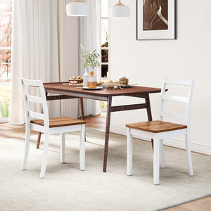 Set of 2 Wood Dining Chairs with Solid Rubber Wood Legs-Rustic Brown