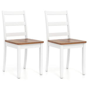 Set of 2 Wood Dining Chairs with Solid Rubber Wood Legs-Rustic Brown