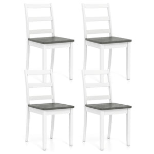 Set of 4 Wood Dining Chairs with Solid Rubber Wood Legs-Gray