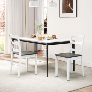 Set of 4 Wood Dining Chairs with Solid Rubber Wood Legs-Gray