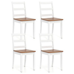 Set of 4 Wood Dining Chairs with Solid Rubber Wood Legs-Rustic Brown