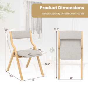 Folding Dining Chair Set of 4 Wooden Upholstered Dining Chairs with Solid Wood Frame