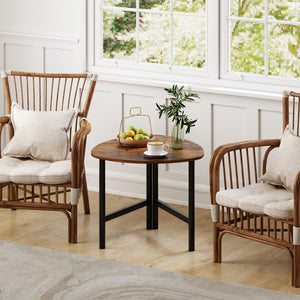 Set of 2 Triangle Coffee Table Oval with Metal Legs-Rustic Brown
