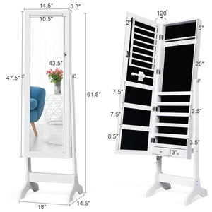 Bedroom Set with Lockable Mirrored Jewelry Cabinet  and Vanity Desk