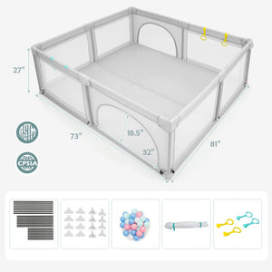 Wooden Baby Walker and Large Infant Playpen Bundle