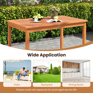 5 Pieces Patio Wood Dining Set Outdoor Rectangular Table and Chairs