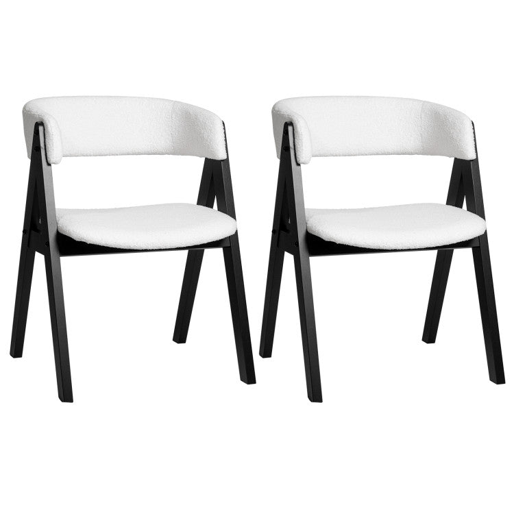 3-Piece Mid-Century Dining Set with 36” Round Pedestal Table and 2 Sherpa Upholstered Chairs