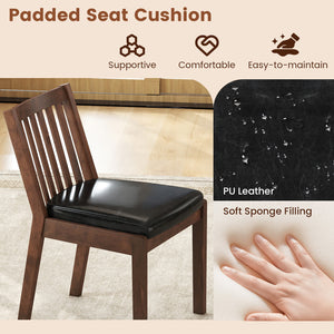 PU Leather Upholstered Dining Chair with Padded Seat Set of 4-Espresso