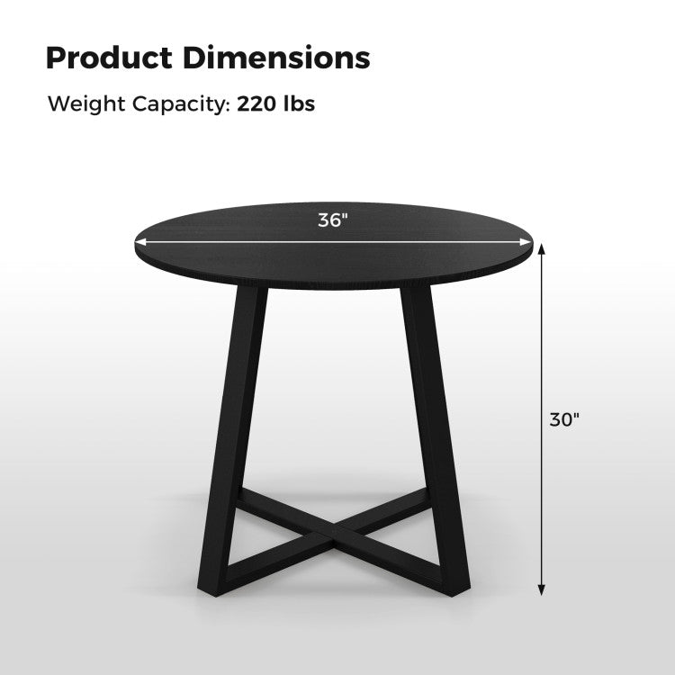 3-Piece Mid-Century Dining Set with 36” Round Pedestal Table and 2 Swivel Sherpa Upholstered Chairs
