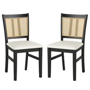 3-Piece Mid-Century Dining Set with 36” Round Pedestal Table and 2 Farmhouse Rattan Dining Chairs