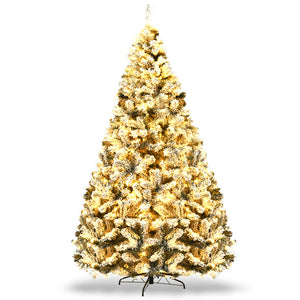 Ultimate Holiday DÃ©cor Suite: Pre-Lit Snow Flocked Christmas Tree & 50" Recessed Electric Fireplace Set