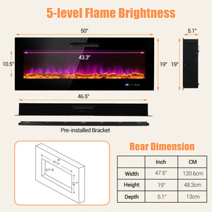 Ultimate Holiday Décor Suite: Pre-Lit Snow Flocked Christmas Tree & 50" Recessed Electric Fireplace Set