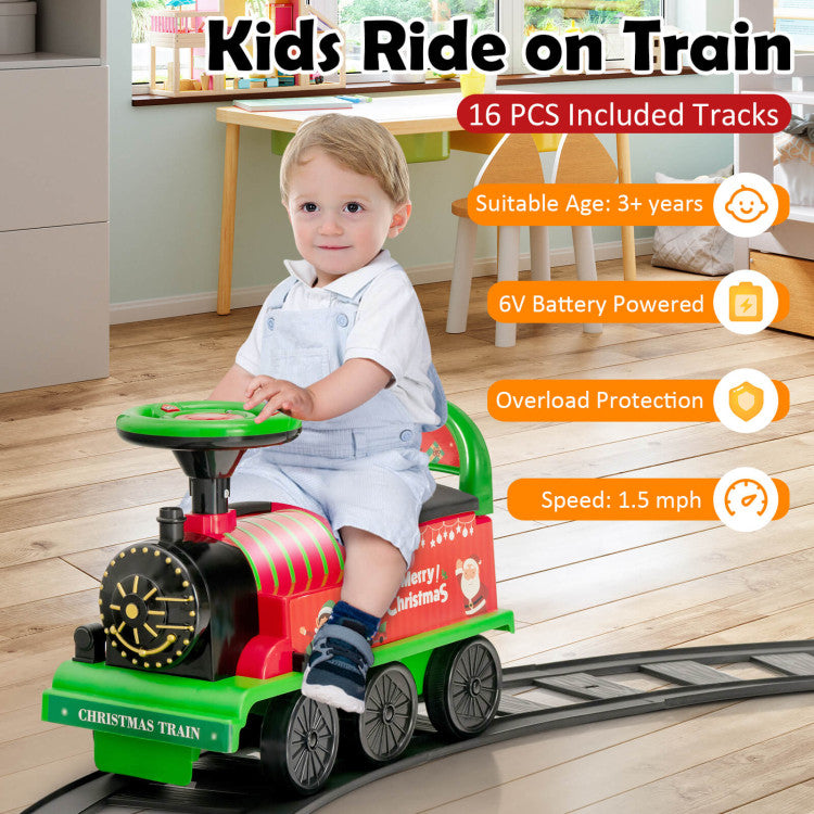 6V Toddler Ride On Train Combo: Track Ride & 2-Seater Carriage Set