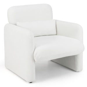 Living Room Set: 70 Inch Media Entertainment Center and Modern Upholstered Chenille Accent Chair