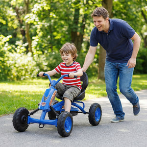 Go Kart for Kids 4 Wheel with Steering Handlebars and Adjustable Seat-Navy