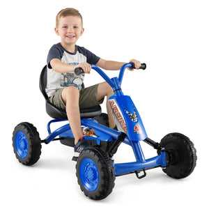 Go Kart for Kids 4 Wheel with Steering Handlebars and Adjustable Seat-Navy