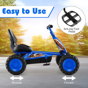 Go Kart for Kids 4 Wheel with Steering Handlebars and Adjustable Seat-Navy