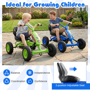 Go Kart for Kids 4 Wheel with Steering Handlebars and Adjustable Seat-Navy