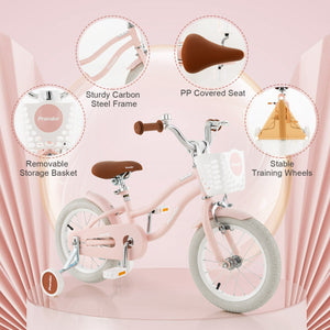 12 Inch Kids Bike with Helmet Protective Set Pink