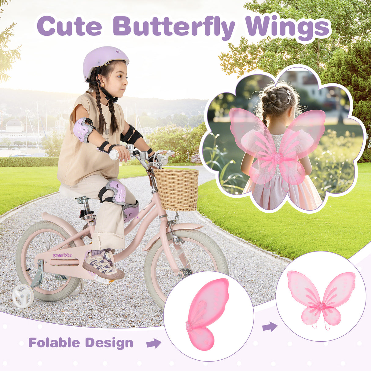 14 Inch Kids Bike Red with Pink Helmet Protective Set