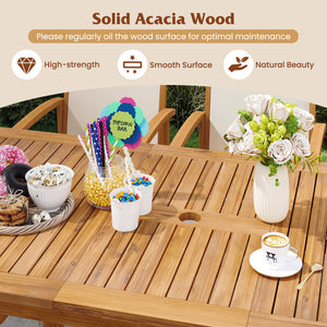 9 Pieces Outdoor Acacia Wood Patio Dining Set for 6-8-Yellow