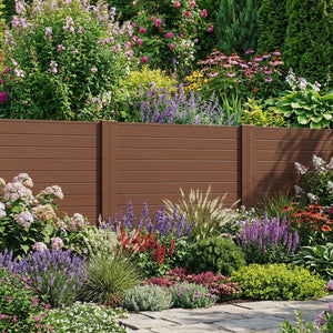 48" W x 48" H Outdoor Privacy Fence Screen Air Conditioner Fence with Galvanized Metal Ground Stakes-Brown