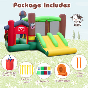 Kids Castle Slide Bouncer with 750W Blower and Dual Slides