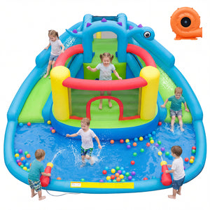 Dinosaur-themed Kids Inflatable Bounce House with 860W Air Blower