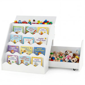 2-In-1 Kids Bookshelf & Toy Storage Organizer-White