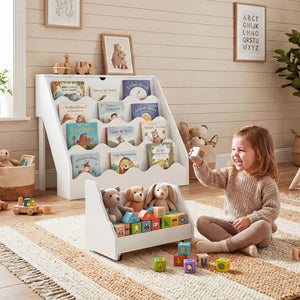 2-In-1 Kids Bookshelf & Toy Storage Organizer-White