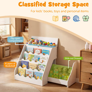 2-In-1 Kids Bookshelf & Toy Storage Organizer-White