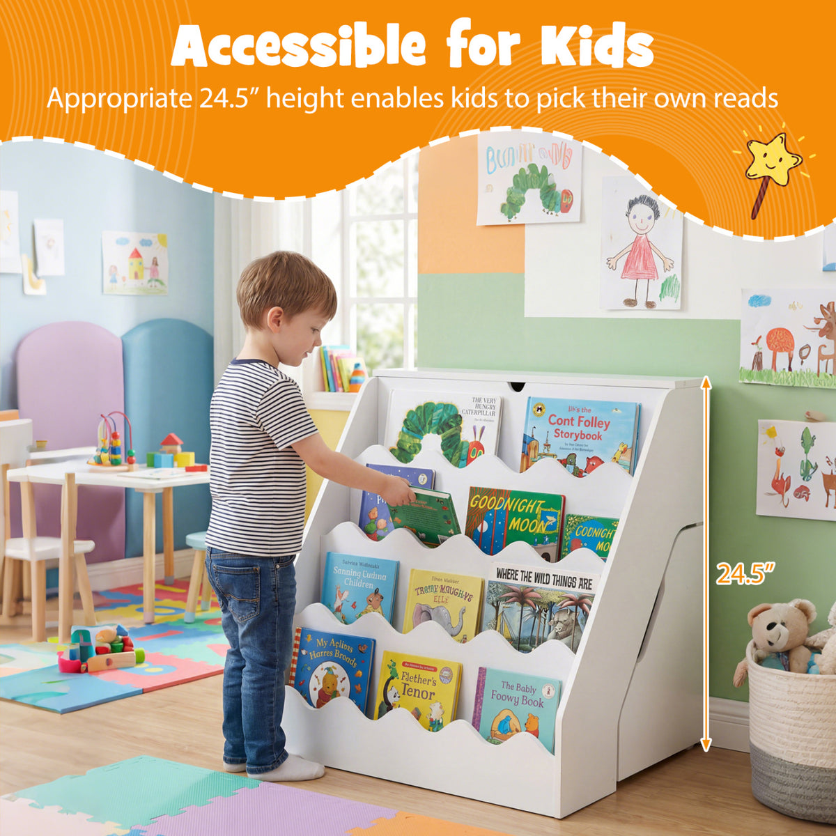 2-In-1 Kids Bookshelf & Toy Storage Organizer-White