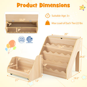 2-In-1 Kids Bookshelf & Toy Storage Organizer-Natural