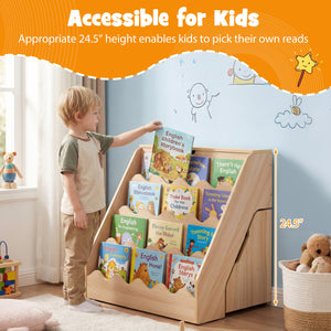 2-In-1 Kids Bookshelf & Toy Storage Organizer-Natural