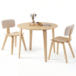 3 Piece Dining Table Set with 2 Padded Dining Chairs and Rubber Wood Table-Natural