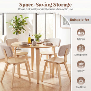 5 Piece Dining Table Set with 4 Padded Dining Chairs and Rubber Wood Table-Natural