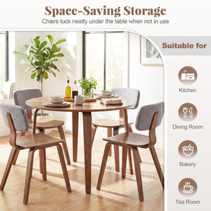 5 Piece Dining Table Set with 4 Padded Dining Chairs and Rubber Wood Table-Walnut & Gray