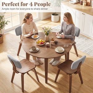 5 Piece Dining Table Set with 4 Padded Dining Chairs and Rubber Wood Table-Walnut & Gray