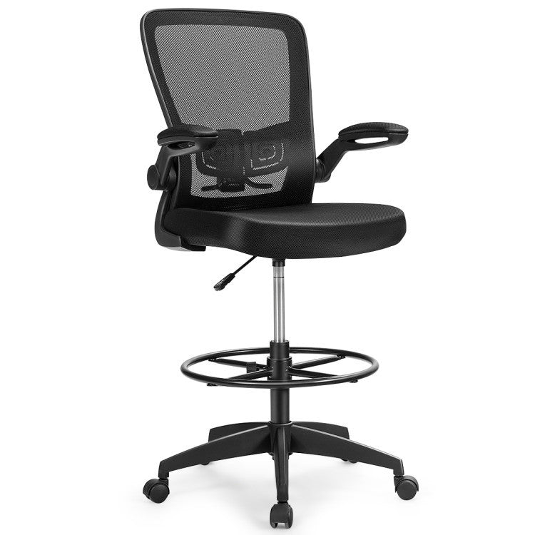Electric Height Adjustable Standing Desk and Drafting Chair Set with Storage Drawers