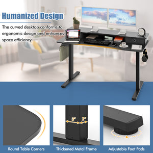 Electric Height Adjustable Standing Desk and Drafting Chair Set with Storage Drawers