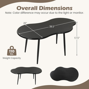 Cloud Shape Coffee Table 39.5 inch Irregular Center Table with Metal Frame-Black
